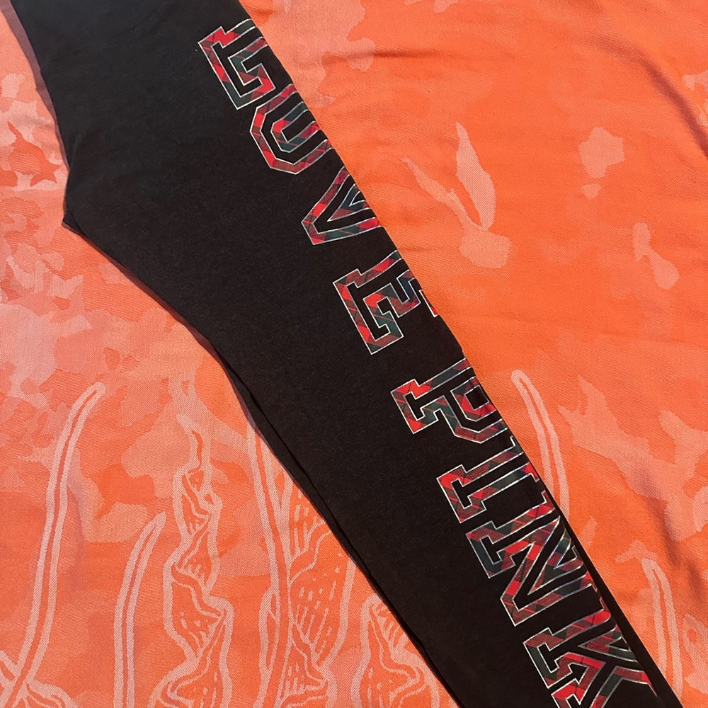 PINK Victoria's Secret Black Leggings with Red Lettering